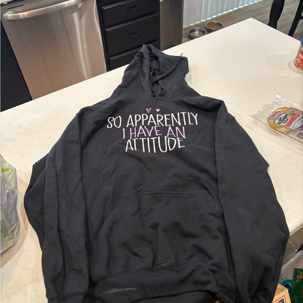 Black Hoodie with Attitude Graphic